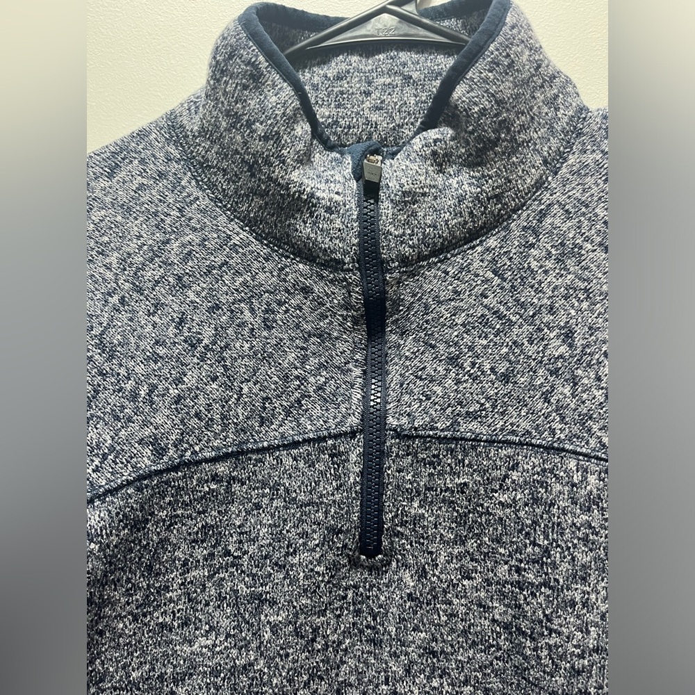 Woolrich Pullover Quarter Zip Sweater Blue/Gray Mens Size Large Zip Pockets - Picture 2 of 5